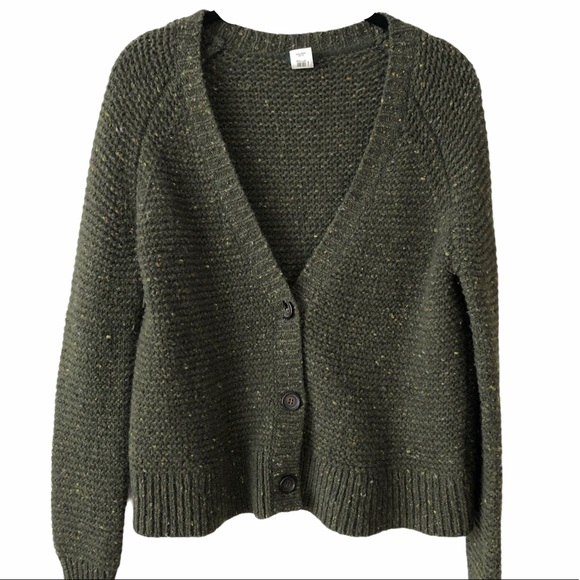 J. Crew Sweaters - J.Crew Green Knit Wool Angora Blend Cardigan